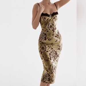 House of cb Cassia Lace Corset midi dress